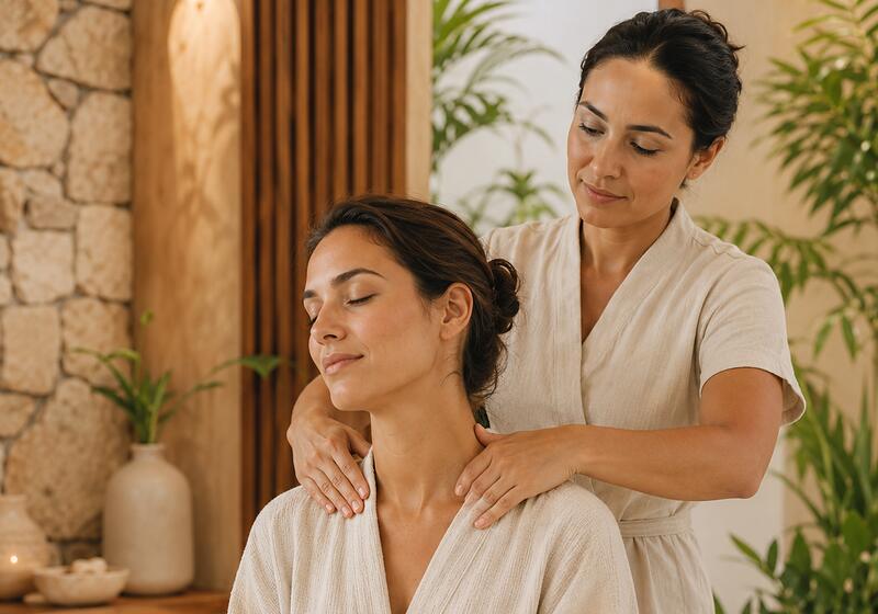 Relaxing massage in progress at Aurora