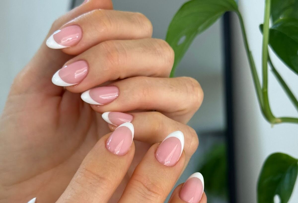 French manicure finished at the Aurora nail studio